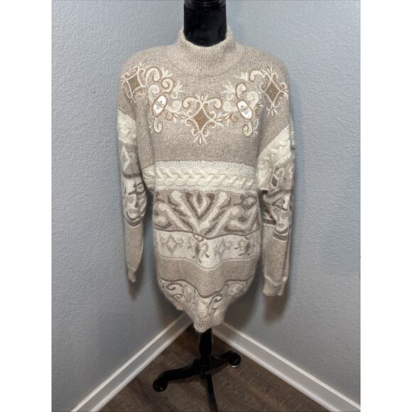 IB Diffusion Sweaters - Vintage 1991 Large Silk Angora‎ Blend With Shoulder Pads Rare Art To Wear Boho